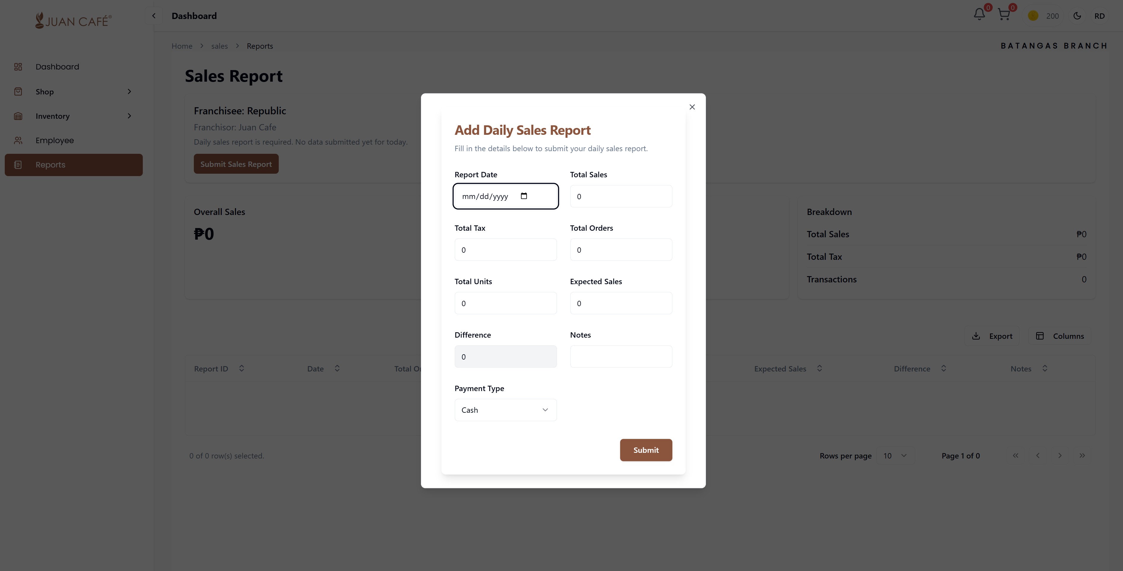 Add Sales Report