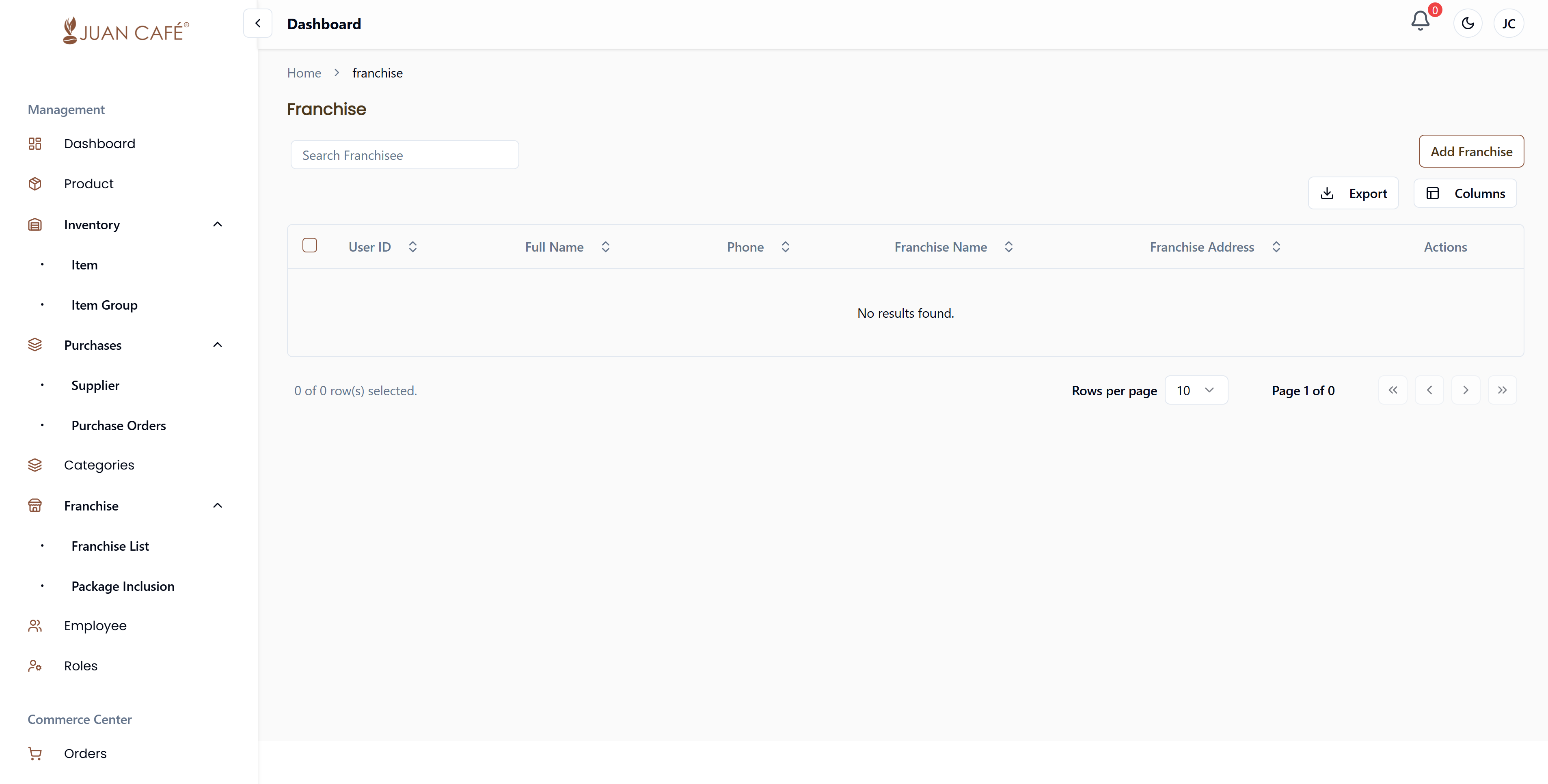 Add Franchise Screenshot